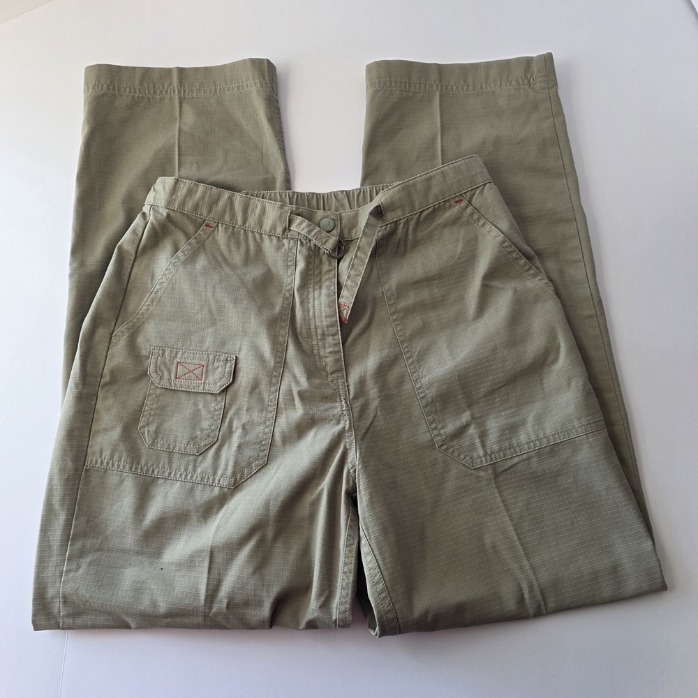 L.L. Bean Coolmax Ripstop Olive Cargo Pants Mid-Rise Straight Leg Petite Sz 10P